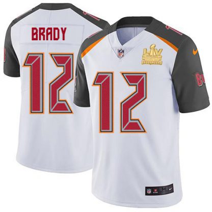 Nike Tampa Bay Buccaneers #12 Tom Brady White Youth Super Bowl LV Champions Patch Stitched NFL Vapor Untouchable Limited Jersey