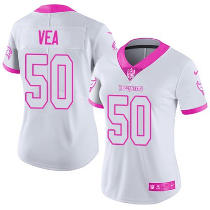 Nike Tampa Bay Buccaneers #50 Vita Vea White/Pink Women's Stitched NFL Limited Rush Fashion Jersey