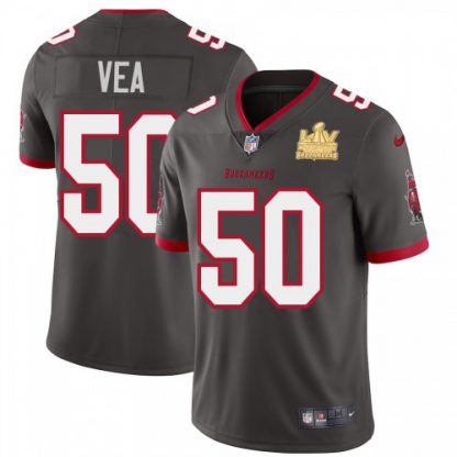 Tampa Bay Tampa Bay Buccaneers #50 Vita Vea Men's Super Bowl LV Champions Patch Nike Pewter Alternate Vapor Limited Jersey