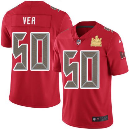 Nike Tampa Bay Buccaneers #50 Vita Vea Red Men's Super Bowl LV Champions Patch Stitched NFL Limited Rush Jersey