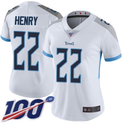 Nike Tennessee Titans #22 Derrick Henry White Women's Stitched NFL 100th Season Vapor Limited Jersey