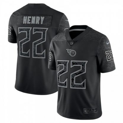 Tennessee Tennessee Titans #22 Derrick Henry Black Men's Nike NFL Black Reflective Limited Jersey