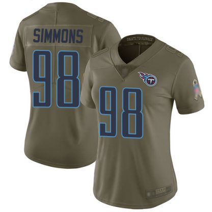 Nike Tennessee Titans #98 Jeffery Simmons Olive Women's Stitched NFL Limited 2017 Salute to Service Jersey