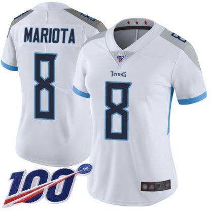 Nike Tennessee Titans #8 Marcus Mariota White Women's Stitched NFL 100th Season Vapor Limited Jersey