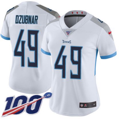 Nike Tennessee Titans #49 Nick Dzubnar White Women's Stitched NFL 100th Season Vapor Untouchable Limited Jersey