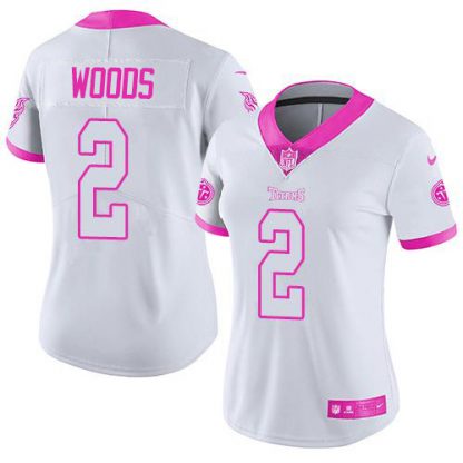 Nike Tennessee Titans #2 Robert Woods White/Pink Women's Stitched NFL Limited Rush Fashion Jersey