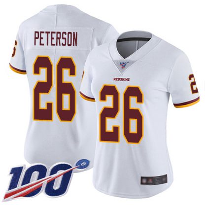 Nike Washington Commanders #26 Adrian Peterson White Women's Stitched NFL 100th Season Vapor Limited Jersey