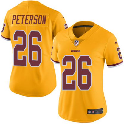 Nike Washington Commanders #26 Adrian Peterson Gold Women's Stitched NFL Limited Rush Jersey