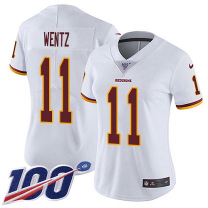 Nike Washington Commanders #11 Carson Wentz White Women's Stitched NFL 100th Season Vapor Limited Jersey