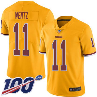Nike Washington Commanders #11 Carson Wentz Gold Youth Stitched NFL Limited Rush 100th Season Jersey