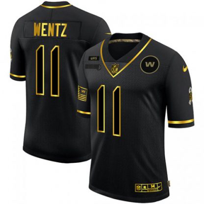 Washington Washington Commanders #11 Carson Wentz Men's Nike 2020 Salute To Service Golden Limited NFL Jersey Black