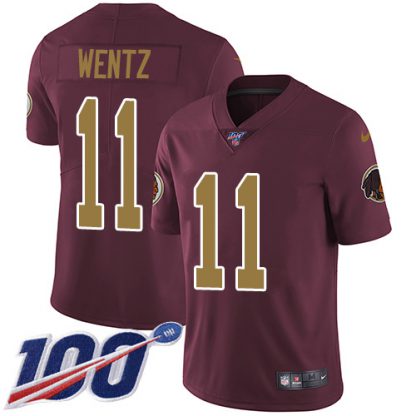 Nike Washington Commanders #11 Carson Wentz Burgundy Red Alternate Men's Stitched NFL 100th Season Vapor Limited Jersey