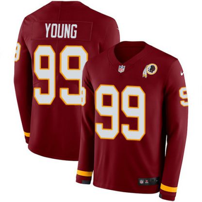 Nike Washington Commanders #99 Chase Young Burgundy Red Team Color Youth Stitched NFL Limited Therma Long Sleeve Jersey