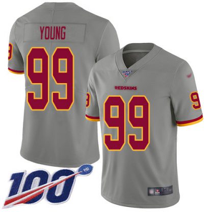Nike Washington Commanders #99 Chase Young Gray Men's Stitched NFL Limited Inverted Legend 100th Season Jersey