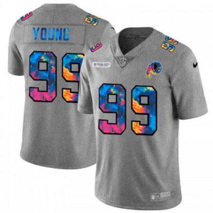 Washington Washington Commanders #99 Chase Young Men's Nike Multi-Color 2020 NFL Crucial Catch NFL Jersey Greyheather