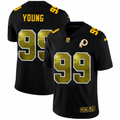 Washington Washington Commanders #99 Chase Young Men's Black Nike Golden Sequin Vapor Limited NFL Jersey