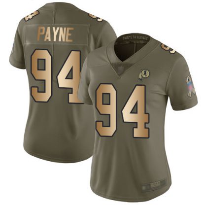 Nike Washington Commanders #94 Da'Ron Payne Olive/Gold Women's Stitched NFL Limited 2017 Salute to Service Jersey