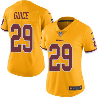 Nike Washington Commanders #29 Derrius Guice Gold Women's Stitched NFL Limited Rush Jersey