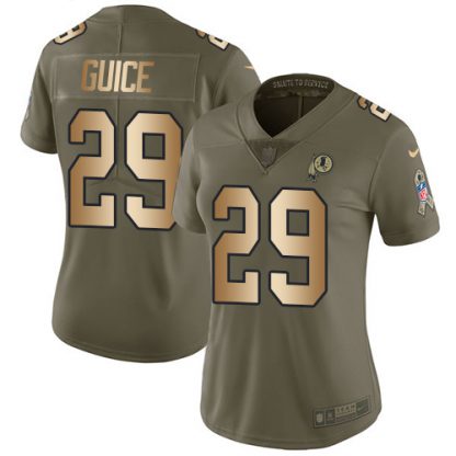 Nike Washington Commanders #29 Derrius Guice Olive/Gold Women's Stitched NFL Limited 2017 Salute to Service Jersey