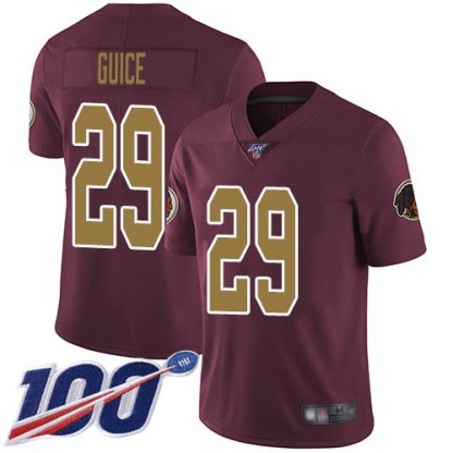 Nike Washington Commanders #29 Derrius Guice Burgundy Red Alternate Men's Stitched NFL 100th Season Vapor Limited Jersey