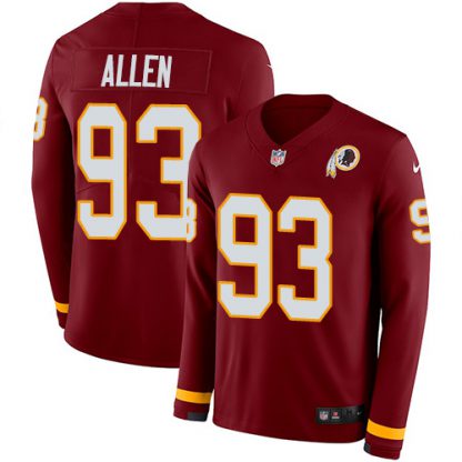 Nike Washington Commanders #93 Jonathan Allen Burgundy Red Team Color Men's Stitched NFL Limited Therma Long Sleeve Jersey
