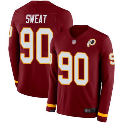 Nike Washington Commanders #90 Montez Sweat Burgundy Red Team Color Youth Stitched NFL Limited Therma Long Sleeve Jersey