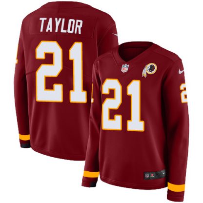 Nike Washington Commanders #21 Sean Taylor Burgundy Red Team Color Women's Stitched NFL Limited Therma Long Sleeve Jersey