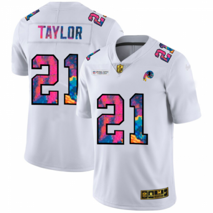 Washington Washington Commanders #21 Sean Taylor Men's White Nike Multi-Color 2020 NFL Crucial Catch Limited NFL Jersey