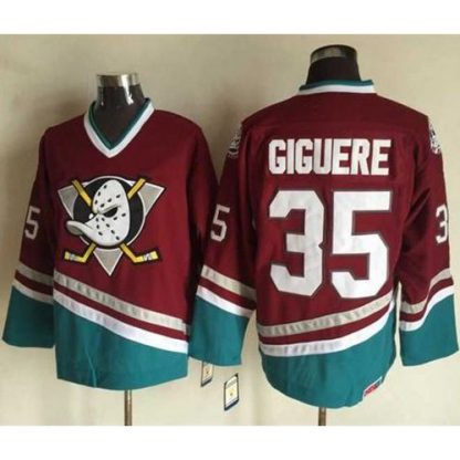 Anaheim Ducks #35 Jean-Sebastien Giguere Red CCM Throwback Stitched NHL Jersey