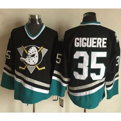 Anaheim Ducks #35 Jean-Sebastien Giguere Purple/Turquoise CCM Throwback Stitched NHL Jersey