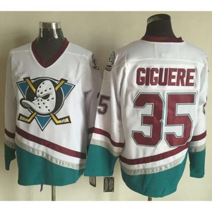 Anaheim Ducks #35 Jean-Sebastien Giguere White CCM Throwback Stitched NHL Jersey