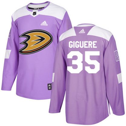 Adidas Anaheim Ducks #35 Jean-Sebastien Giguere Purple Authentic Fights Cancer Stitched NHL Jersey