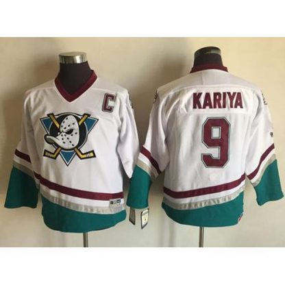 Anaheim Ducks #9 Paul Kariya White CCM Throwback Youth Stitched NHL Jersey