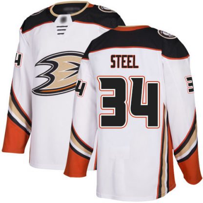 Adidas Anaheim Ducks #34 Sam Steel White Road Authentic Stitched NHL Jersey