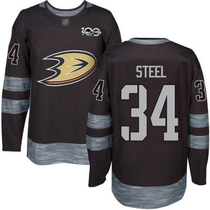 Adidas Anaheim Ducks #34 Sam Steel Black 1917-2017 100th Anniversary Stitched NHL Jersey