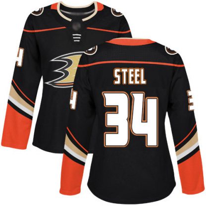 Adidas Anaheim Ducks #34 Sam Steel Black Home Authentic Women's Stitched NHL Jersey