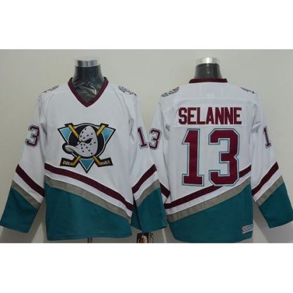 Anaheim Ducks #13 Teemu Selanne White CCM Throwback Stitched NHL Jersey