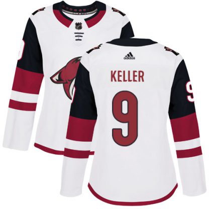 Adidas Arizona Coyotes #9 Clayton Keller White Road Authentic Women's Stitched NHL Jersey