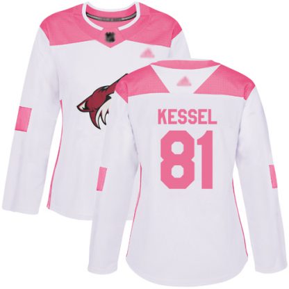 Adidas Arizona Coyotes #81 Phil Kessel White/Pink Authentic Fashion Women's Stitched NHL Jersey