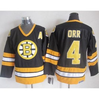 Boston Bruins #4 Bobby Orr Black/Yellow CCM Throwback Stitched NHL Jersey