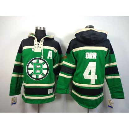 Boston Bruins #4 Bobby Orr Green St. Patrick's Day McNary Lace Hoodie Stitched NHL Jersey