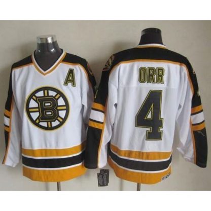 Boston Bruins #4 Bobby Orr White/Black CCM Throwback Stitched NHL Jersey