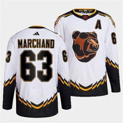 Boston Boston Bruins #63 Brad Marchand Men's adidas Reverse Retro 2.0 Authentic Player Jersey - White