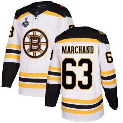 Adidas Boston Bruins #63 Brad Marchand White Road Authentic Stanley Cup Final Bound Youth Stitched NHL Jersey