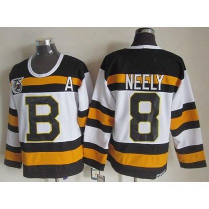 Boston Bruins #8 Cam Neely White CCM Throwback 75TH Stitched NHL Jersey