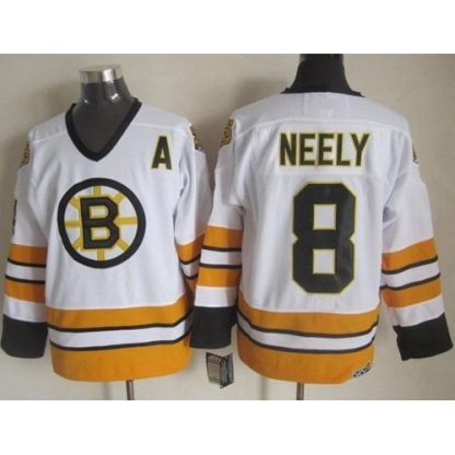Boston Bruins #8 Cam Neely White/Yellow CCM Throwback Stitched NHL Jersey