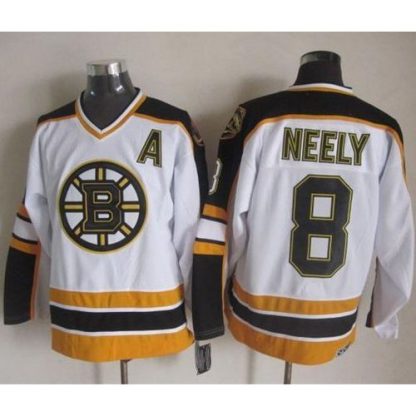 Boston Bruins #8 Cam Neely White/Black CCM Throwback Stitched NHL Jersey