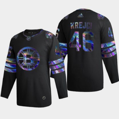 Washington Boston Bruins #46 David Krejci Men's Nike Iridescent Holographic Collection NHL Jersey - Black