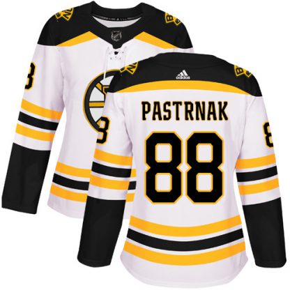 Adidas Boston Bruins #88 David Pastrnak White Road Authentic Women's Stitched NHL Jersey