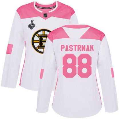 Adidas Boston Bruins #88 David Pastrnak White/Pink Authentic Fashion Stanley Cup Final Bound Women's Stitched NHL Jersey